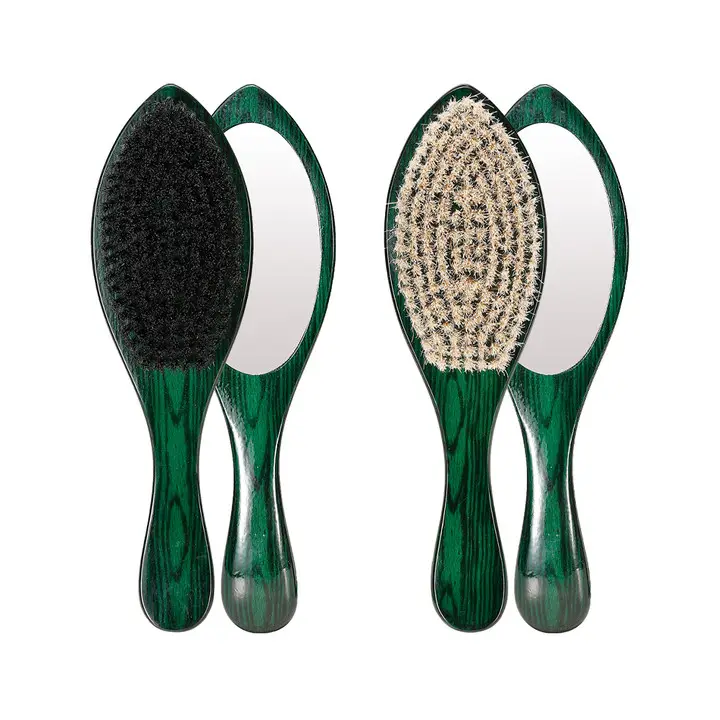 Wholesale Designer Hair Brushes 360 Curved Wave Brush Soft Medium Hard Boar Bristle Beard Brush Wood