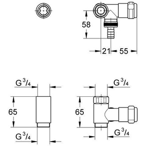 Grohe WAS 3/4 Inch Chrome Right-Hand <b>Battery</b> <b>Connection</b> Angle Valve GROHE - Product Image 4
