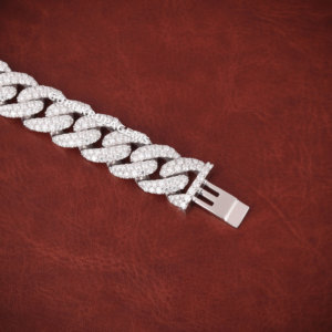 ขายดีสร้อยข้อมือเพชร13มม. ทรงคิวบานำน้ำแข็งสองแถว VVS 925เพชรที่ปลูกในห้องปฏิบัติการสร้อยข้อมือลิงค์ไมอามี่คิวบาเงิน - Product Image 5