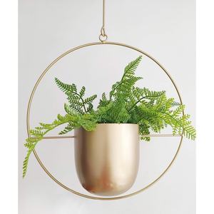 Lujoso florero de Metal colgante de oro mate, acabado recubierto de polvo, impresionante decoración del hogar para arreglos florales - Product Image 1