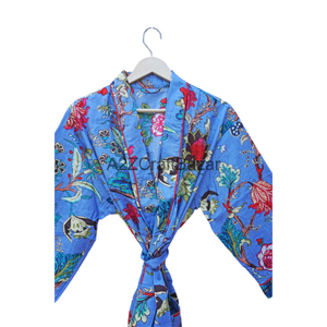 100% Organic Cotton Kimono Women's <b>Open</b>-<b>Front</b> <b>Cardigan</b> Sleepwear Floral Printed Robe-Beautiful Beach Wear for Spring Season - Product Image 4