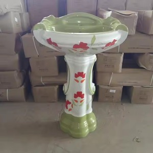 Beige Marble Bathroom Sink Hotel Home Freestanding Marble Washbasins Travertine Pedestal Sink - Product Image 5