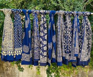 Indigo Blue Block Print Bohemian Pareo Wrap Sarongs Beach Cover Up Bufandas de verano - Product Image 4
