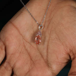 Colgante Personalizable de Oro Sólido de 14 Quilates con Pequeño Diamante Rosa Ovalado Cultivado en Laboratorio, Chapado en Oro de 14K, para Todas las Ocasiones, Fiestas, Regalos para Mujeres - Product Image 5