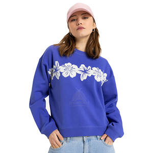 Sweat-shirt à col rond en molleton 100% coton de haute qualité pour femmes, respirant, séchage rapide, décontracté, manches longues, couleur unie - Product Image 1