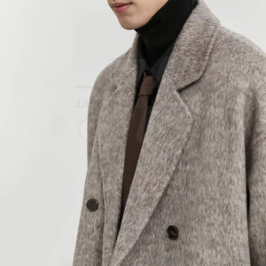 Tela de lana de abrigo largo para hombre de un solo pecho con un diseño limpio y un interior cálido de longitud completa aspecto aerodinámico - Product Image 3