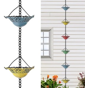 โซ่ฝนสีสันสดใสพร้อมถ้วยโลหะสำหรับตกแต่งสีฟ้าสีเหลืองสีแดงและสีเขียวเพื่อการไหลของน้ำที่มีชีวิตชีวาและการตกแต่งสวนกลางแจ้ง - Product Image 1