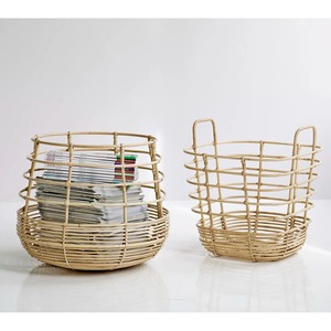 Ensemble de 2 paniers en rotin tressé à la main, paniers de rangement, vente en gros, écologiques, fabriqués au Vietnam - Product Image 4