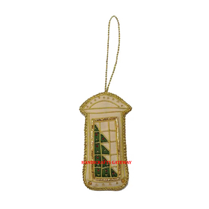 Artículos decorativos, bordado de Zari dorado con trabajo de cuentas, diseño increíble, acabado fino, adornos colgantes para árboles de Navidad - Product Image 1