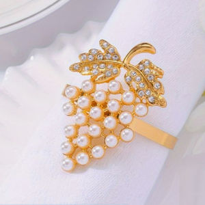 Servilletero de uvas de Metal decorativo con estilo clásico con cuentas de perlas para Decoración de mesa, soporte de pañuelos para interiores y exteriores - Product Image 1
