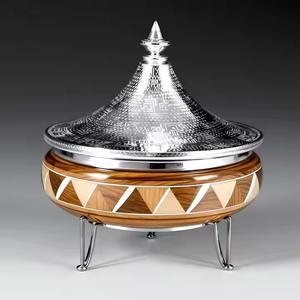 Couvercle en acier inoxydable martelé casserole en bois arabe Hotpot avec couvercle en dôme et pied en argent cadeaux de pendaison de crémaillère au four hollandais - Product Image 3