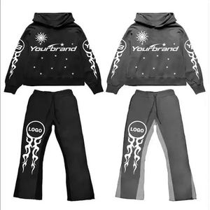 Venta al por mayor nueva llegada Unisex ropa de calle con capucha de color sólido de dos piezas Casual pulóver chándales 100% algodón polar - Product Image 5