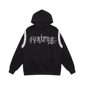 Adults Street Wear Acid Washed Distressed Hoodies Custom Rhinestones <b>Work</b> for <b>Fleece</b> 100% Cotton Winter Sweatshirts - Product Image 6