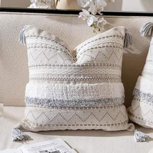 Modern Farmhouse Decorative <b>Square</b> Chenille <b>Pillow</b> Cover Celebrities Anti-Pull Anti-Static Neutral Accent Cushion <b>Case</b> for Hotel - Product Image 4