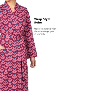 100% Cotton Digital Printed Women's Bathrobe Wrap Style Full Length Women's Sleepwear Robe <b>Set</b> Soft Bathrobes With <b>Tie</b> Belt - Product Image 3