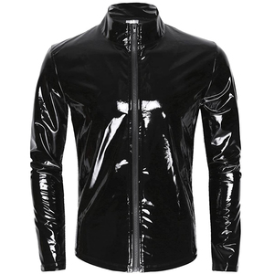 Venta al por mayor de prendas de vestir ligeras con cuello levantado para hombre, chaqueta, abrigo de manga larga, piel metálica, lona, temporada de invierno, OEM disponible - Product Image 4