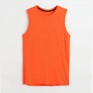 2025 personalizado ligero transpirable Chaleco de gimnasio para hombres naranja negro camisetas sin mangas 100% algodón tejido deportivo entrenamiento Fitness Tops - Product Image 1
