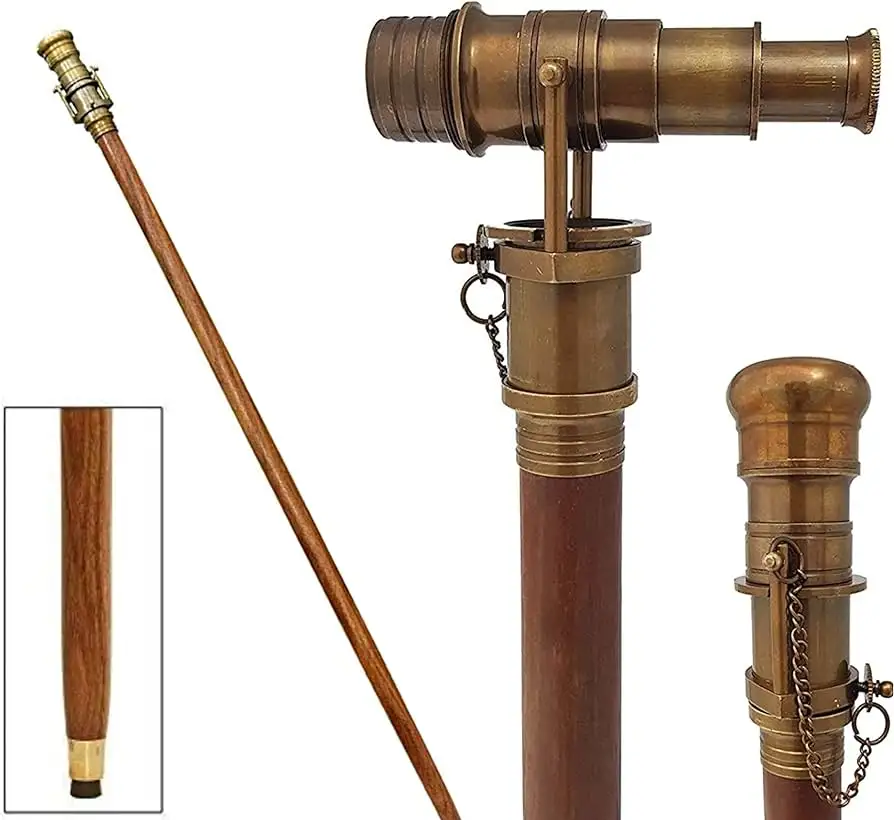 나무 접는 지팡이 최고의 수제 지팡이 황동 손잡이 선물 아이디어 홈 액세서리 수제