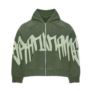 Men's Custom Eco-Friendly <b>Fleece</b> Zip up <b>Hoodie</b> and Flare Raw Hem Trouser Sweat Suits Winter Tracksuits - Product Image 1