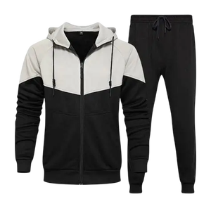 Ensemble de survêtement unisexe de haute qualité en polyester, tenue de sport deux pièces avec veste zippée et pantalon - Product Image 1