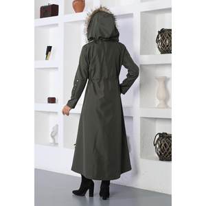 Chaqueta Larga con Capucha y Cierre de Cremallera, Estilo Gabardina, con Cierre de Cremallera Elegante - Product Image 5