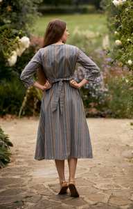 Swamini Handloom Cotton <b>Wrap</b> Dress Grey Blue Ethical Fashion - Product Image 4