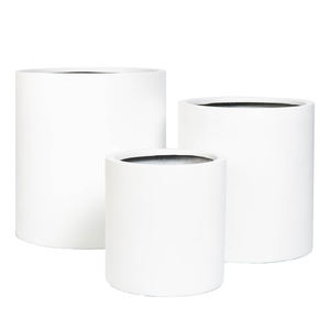 Macetas y macetas de fibra de vidrio para decoración al aire libre, pintura blanca lisa, tamaño grande, forma de cilindro, precio de fabricación - Product Image 3