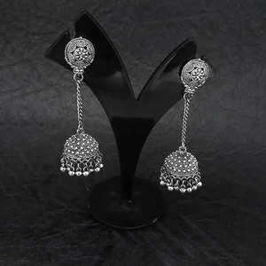 "Pendientes de gota de moda Jhumki con cuentas oxidadas-1314544" - Product Image 1