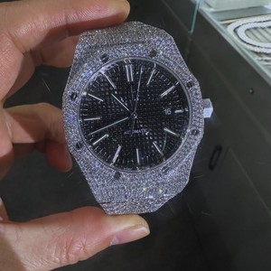 Reloj Mecánico Automático de Lujo para Hombre con Diamantes VVS, Movimiento Miyota, Correa de Acero Inoxidable, Cristal de Vidrio, Analógico, 41 mm, con Fecha - Product Image 1