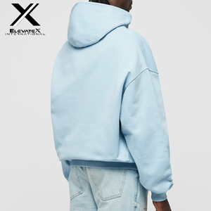 เสื้อฮู้ดซิปผู้ชายสีฟ้าอ่อนทรงโอเวอร์ไซส์ ยี่ห้อ ELEVATEX INTERNATIONAL สีพื้น สวมใส่สบายๆ สำหรับฤดูใบไม้ร่วง - Product Image 3