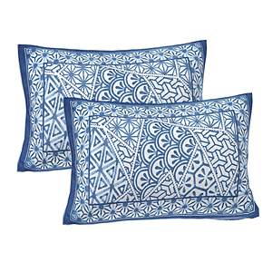 Blue Abstract Print 240 TC Cotton Double Bed Sheet Set 2 <b>Pillow</b> Covers 100% Cotton for Home Use 3-Piece Bedroom Set (SHKV1058) - Product Image 3