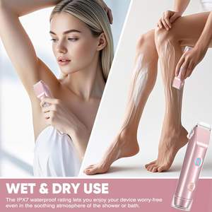 Afeitadora Eléctrica Impermeable IPX7 para Mujer, Doble Cabezal, Recortadora de Bikini, Recortadora Corporal, Afeitadora para Zonas Íntimas, Lavable - Product Image 4