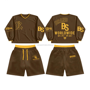 ชุดเสื้อและกางเกงขาสั้นผู้ชายแบบกำหนดเอง ชุดลำลองสองชิ้นสำหรับผู้ชาย พิมพ์โลโก้ได้ ชุดขาสั้นผู้หญิงสองชิ้น ชุดยูนิเซ็กส์สำหรับผู้ชาย - Product Image 3