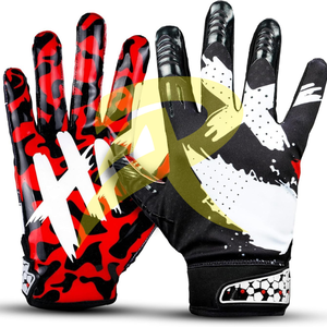 Wholesale Comfortable Leather American Football Gloves with Custom Design <b>Sticky</b> Silicon Palm Goalkeeper Gloves - Product Image 1