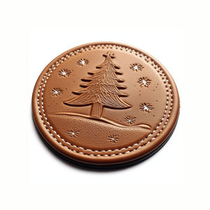 ที่รองแก้วหนัง PU สลักลายนูนปั๊มทองโลโก้แบรนด์กาแฟของขวัญคุณภาพสูง - Product Image 5