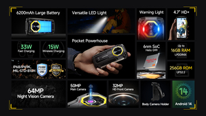 Outdoor Rugged Smartphone Ulefone Armor <b>mini</b> 20 Face Unlock Android 14 4.7'' HD+ <b>Mini</b> G99 Processor 33W Fast Charging 8GB 256GB - Product Image 4