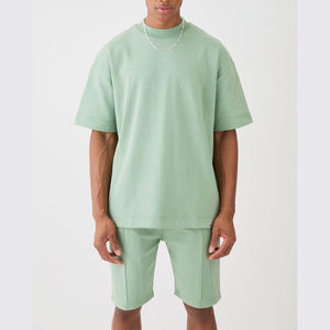 Venta al por mayor 2025 100% algodón camiseta de gran tamaño conjunto de pantalones cortos camiseta y conjunto corto personalizado moda hombres conjunto corto personalizado servicio OEM - Product Image 5