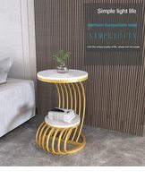 Yüksek kaliteli pirinç altın Metal çift 2 ekran yan masa hoş Modern depolama aksesuarı dekorasyon zemini ekipman tablosu