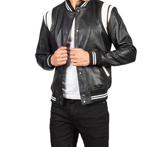 Chaqueta bomber exclusiva de diseñador con costuras de primera calidad y chaqueta de béisbol universitaria con acabado elegante para hombre - Product Image 1