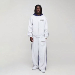 Fabricant en gros personnalisé, 100% coton, 450GSM, survêtement épais noir surdimensionné avec fermeture éclair unisexe, ensemble de sweat-shirts et de pantalons à la mode - Product Image 6