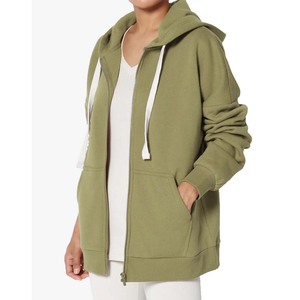 Sweat à capuche long pour femme, coupe ample, coupe-vent et respirant, avec poche kangourou, en polaire zippé pour l'hiver - Product Image 3