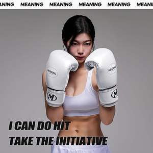 Gants de boxe blancs en cuir véritable, à lacets, avec logo personnalisé, vente en gros, prix raisonnable, unisexe, pour adultes - Product Image 5