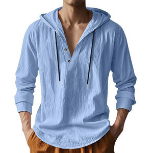Men's Hoodie <b>Long</b> Sleeve Button <b>Shirt</b> Casual Hawaiian <b>Beach</b> Yoga Sweatshirt - Product Image 4