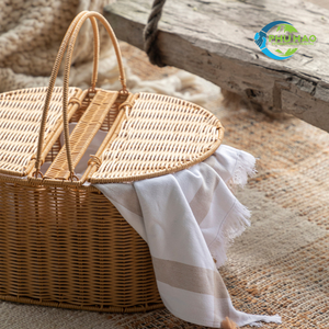 Panier pique-nique en rotin de haute qualité avec couvercle du Vietnam grand panier de récolte en osier léger pour un voyage facile - Product Image 5