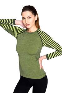 Sudadera de Manga Larga a Rayas para Mujer, de Lana Merino de Alta Calidad, Estilo Moderno, Sin Costuras, Suave y Térmica - Product Image 6