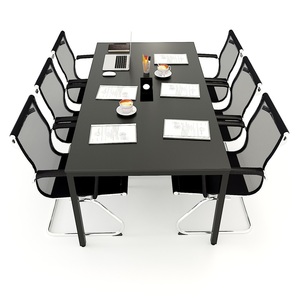 Table de réunion modulaire UConcept System 200x100x75cm, 8 places, style minimaliste contemporain, pieds en métal et acier, assemblage requis - Product Image 4