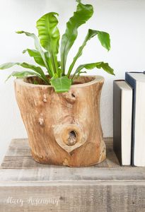 RUSTIQUE pot de fleurs en bois souhaitant bien jardinière arrière-cour décor de jardin créatif jardinières en bois écorce pots de fleurs jardin - Product Image 6