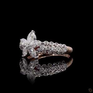 Bague en diamant marquise florale 1ct Lab Grown 14K Rose Gold Designer Wedding Engagement Jewelry Savani Sons IGI/SGL Certified E - Product Image 3