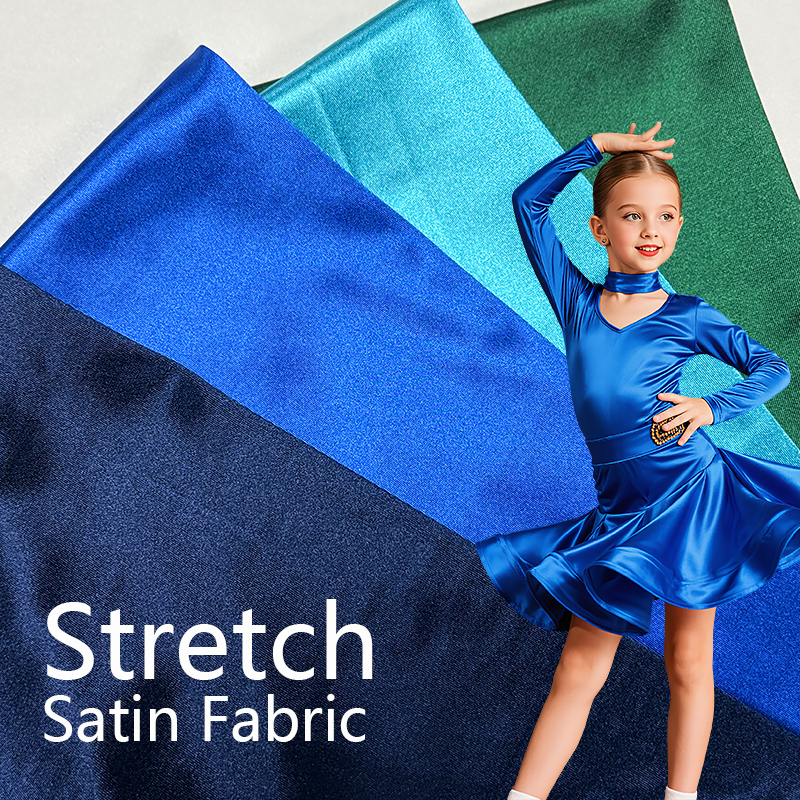 RTS Wholesale Soft Satin Fabric by Roll Polyester Shiny Fabric Free Sample Stretch Knit Fabric for Fashion