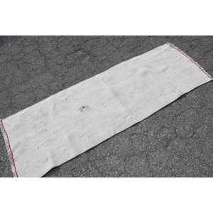 Alfombra Turca, Alfombra Vintage de 2x6 pies, Alfombra Blanca con Estampado Animal Rojo - Product Image 2